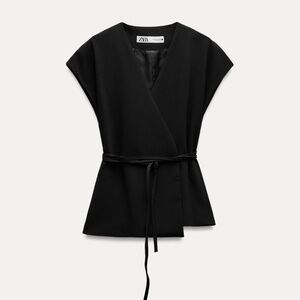 Zara Linen Belted Wrap Waistcoat
